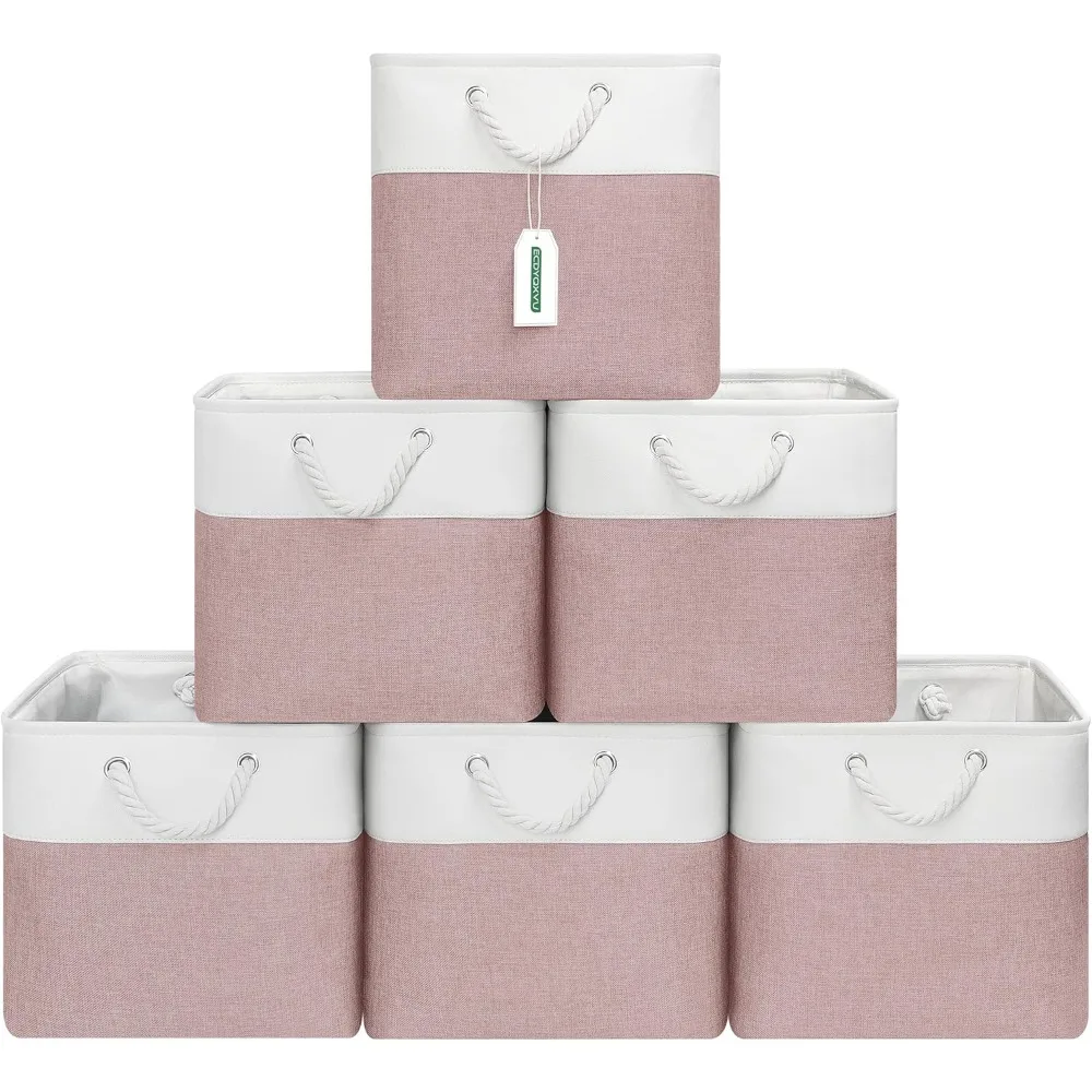

13x13 Inch Collapsible Fabric Storage Cubes with Reinforced Bottom, 6 Pack for Home Organization