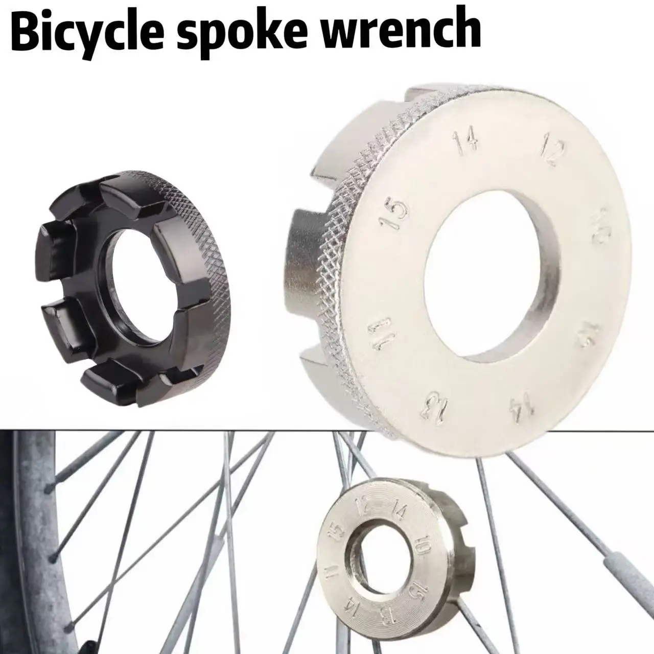 Bicycle spoke wrench, wheel assembly, steel wire adjustment 