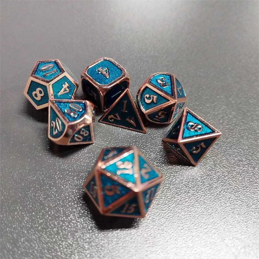 Dice Games 16mm Metal Polyhedron DND Dice Set Colorful Metal Dragon and Dungeon Role Playing Game Dice Board Game Dice D&D