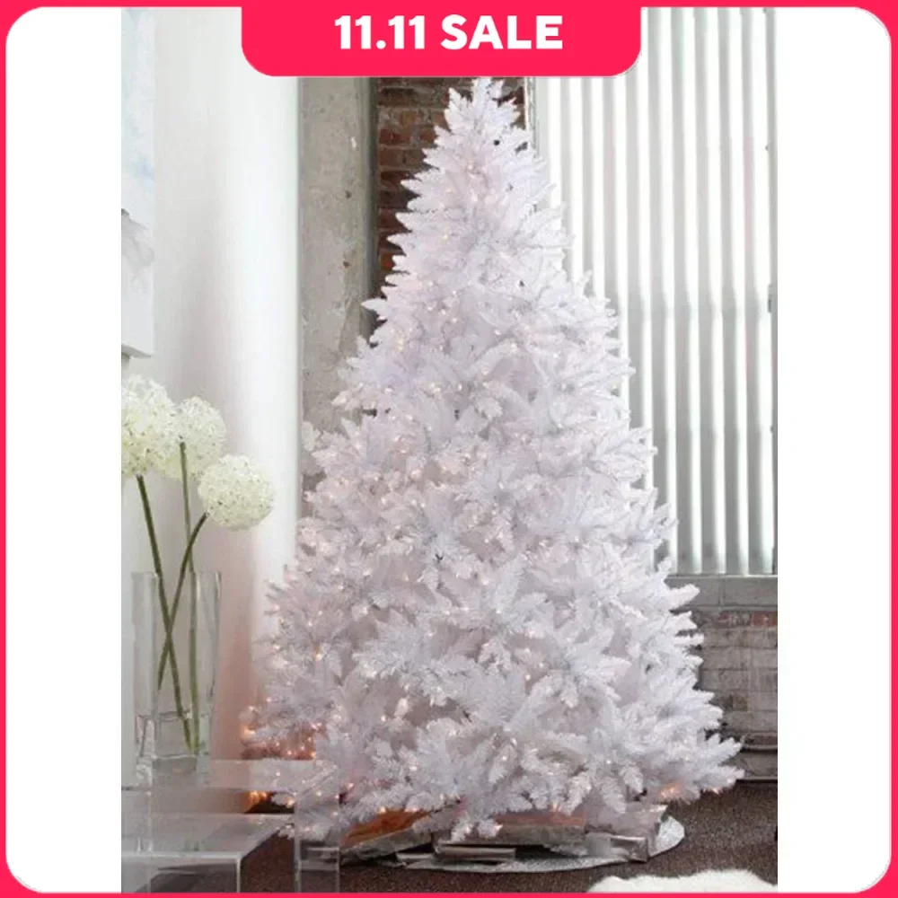 7ft Pre-lit Sparkling White Christmas Tree, with LED Light and Metal Stand ,Christmas Trees