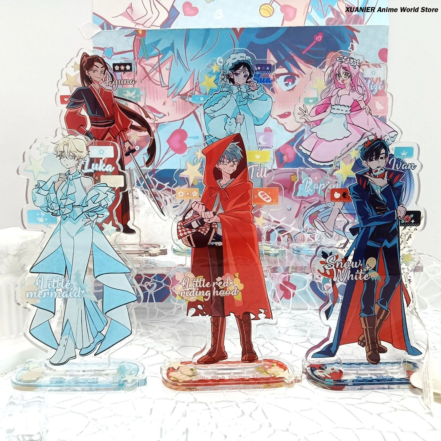 

Game Fairy Tale Series Acrylic Desktop Ornament Anime Alien Stage Ivan Sua Luka Till Mizi Stand Model Figure Cosplay Decor