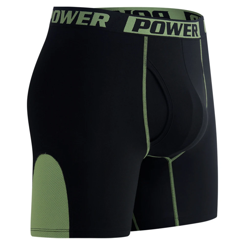 Classic Style Breathable Boxers 95 Polyester Material Color Matching Pattern Long Legs Boxer Briefs Underwear For Men