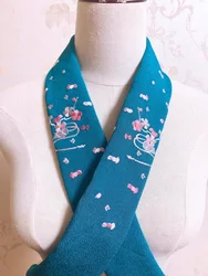 일본 기모노 가짜 벨트 자수 꽃 프린트, 멀티 컬러 하프 칼라, 유카타 분리형 칼라, 기모노 액세서리
