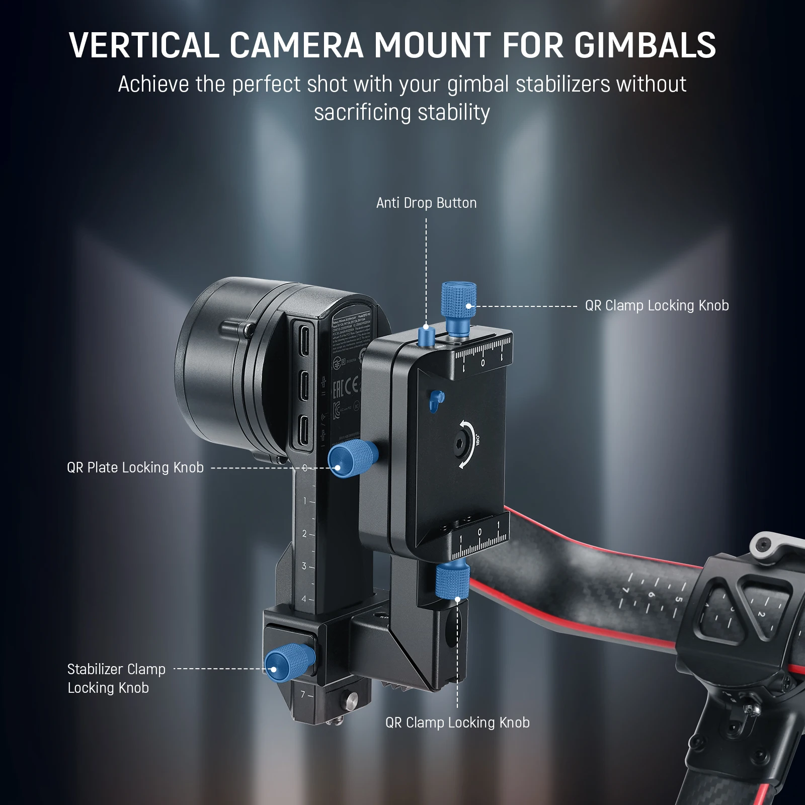 NEEWER RS3 Vertical Camera Mount Compatible with DJI Ronin RS3 Pro RS 3 RS 2 Gimbal Stabilizer, 1s Quick Vertical to Horizontal