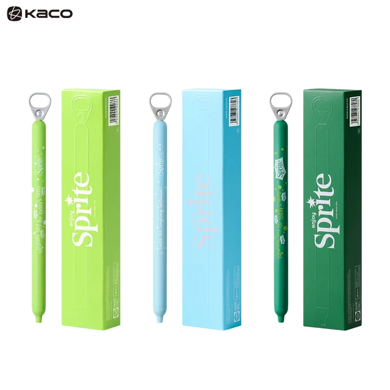 Bolígrafos de gel KACO x Sprite con pestaña extraíble, bolígrafo creativo para firmas, 0.5 mm de secado rápido y agarre cómodo, divertidos y antiestrés, papelería Kawaii