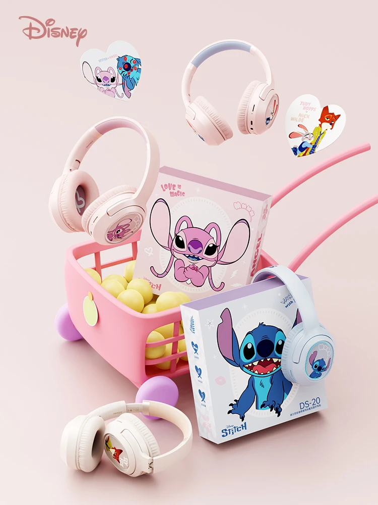 Disney DS-20 Foldable Wireless Bluetooth Headphones HIFI Stereo Bass Earphones for Music Gaming Kids & Girls Smartphone Audio