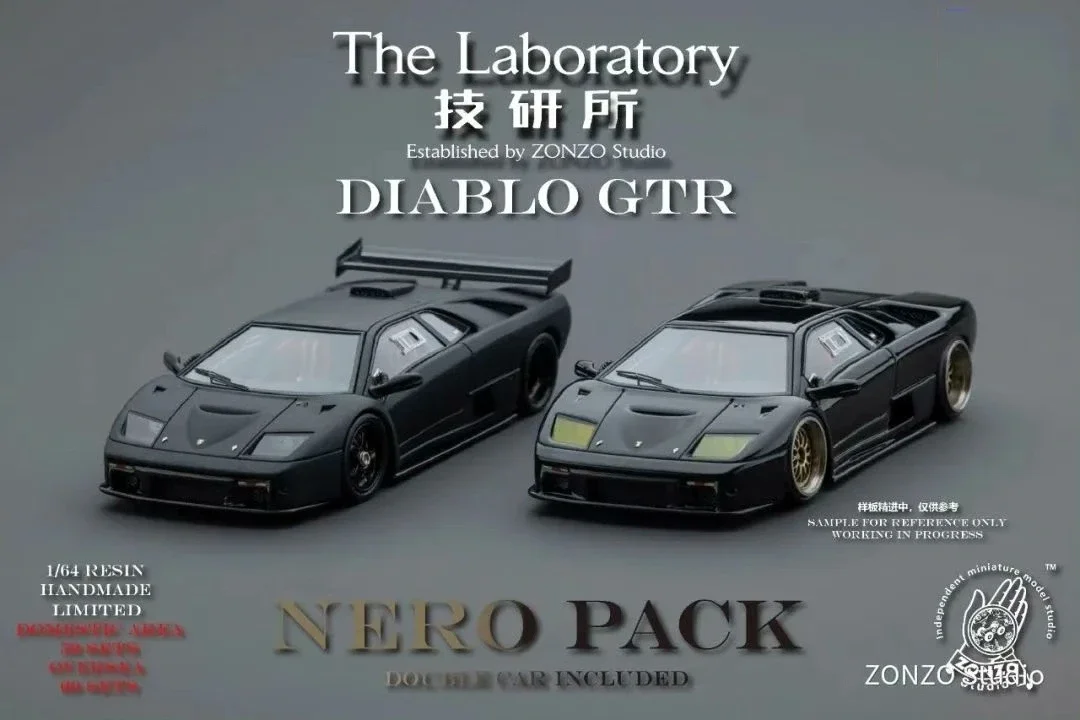 Zonzo Studio 1:64 Diablo GTR Dual Car Set Wycofany z produkcji Model Statyczny Samochodu z Żywicy i Metalu, Edycja Limitowana, Prezent