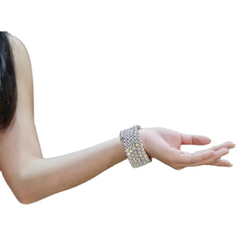 Accesorios personalizados para danza del vientre, anillos para el brazo, pulsera con apertura de rendimiento, accesorios de diamantes de agua con incrustaciones