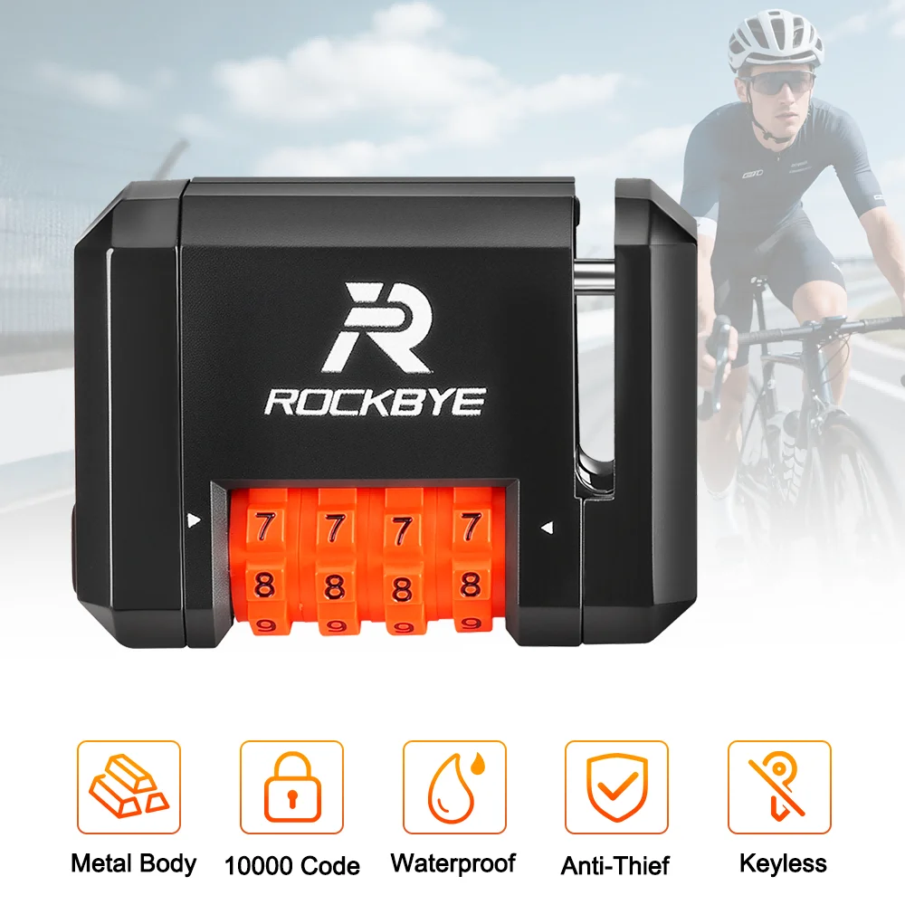 

Rockbye Bicycle Disc Brake Lock Bike 4-Digit Password Wheel Lock Anti-Theft Safe For MTB Road Electric Bicycle