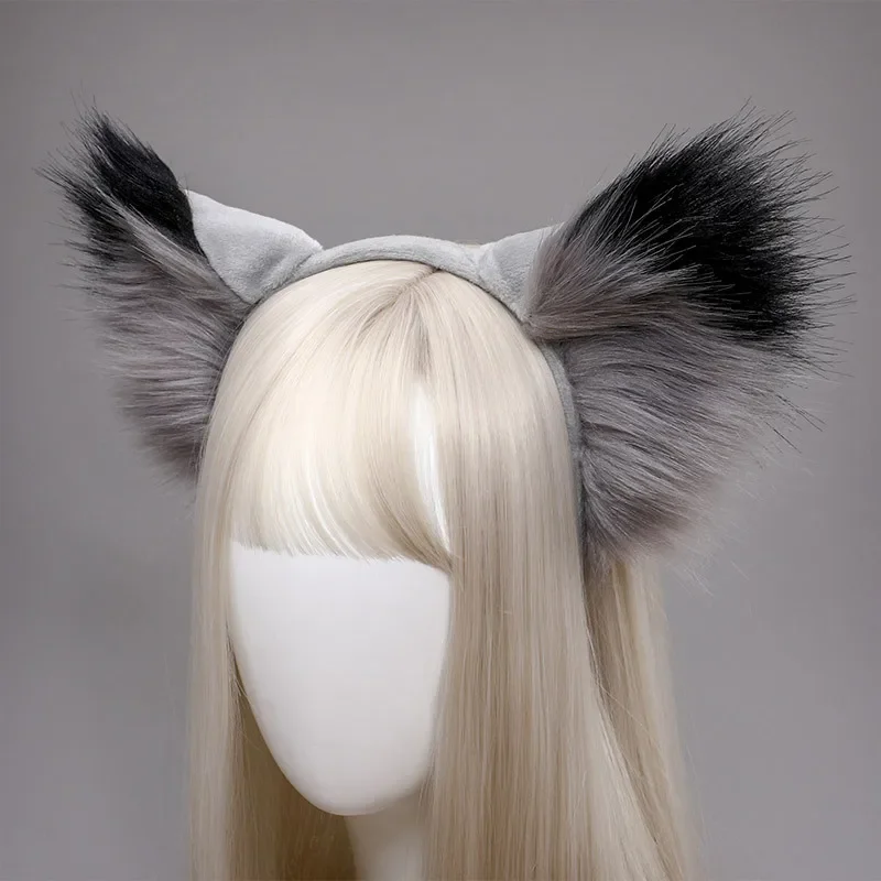 Anime Fox Ears Headband Hair Accessories Plush Fox Ear Headwear Cosplay Props JK Girl Halloween Party Role Play Hair Hoop