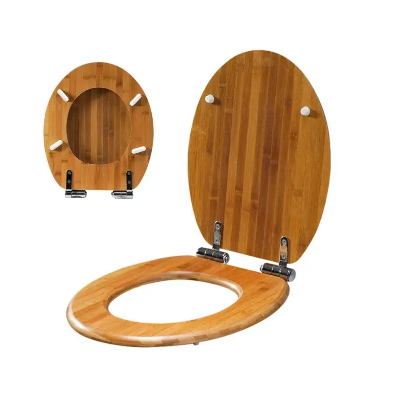 

Wooden Toilet Seat Oval Molded Wood Toilet Seat With Stainless Steel Hinges Easy To Clean Anti-pinch Soft Close Wood Toilet Seat
