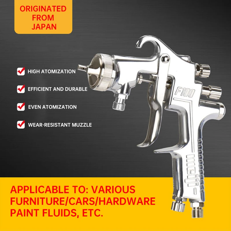 Japanese meiji F100 paint spray gun pneumatic spray gun Automobile furniture industry Professional airbrush 1.0/1.3/1.5/1.8mm