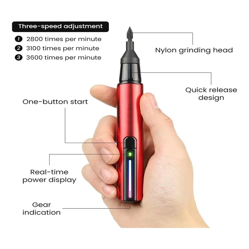 Reciprocating Sander, Mini Sander, USB Charging Electric Sanding Pen With 8Pcs Sanding Head And Self-Adhesive Sandpaper Durable