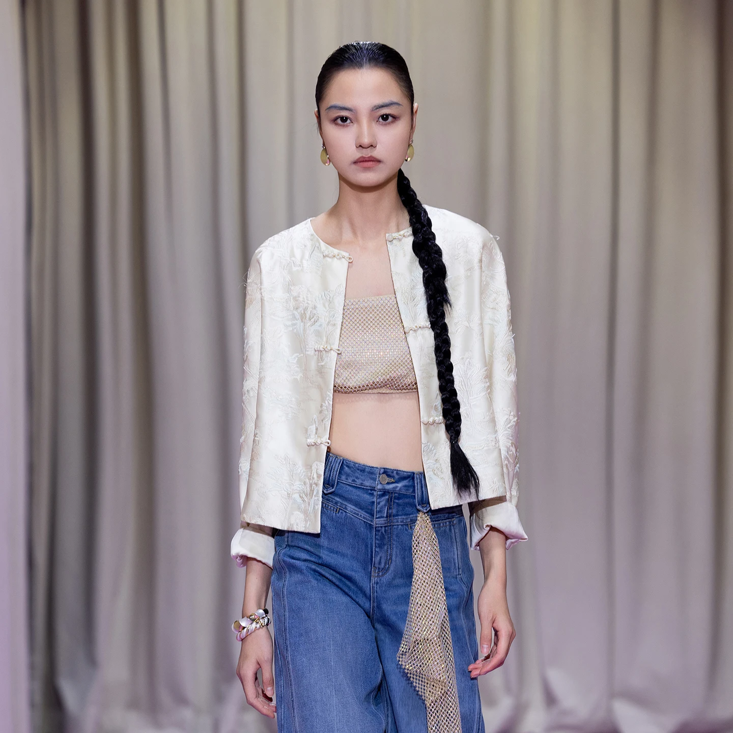 

Женская китайская блузка Ele Young: красивая рубашка на пуговицах, прямого кроя, из дышащего полиэстера, весенняя