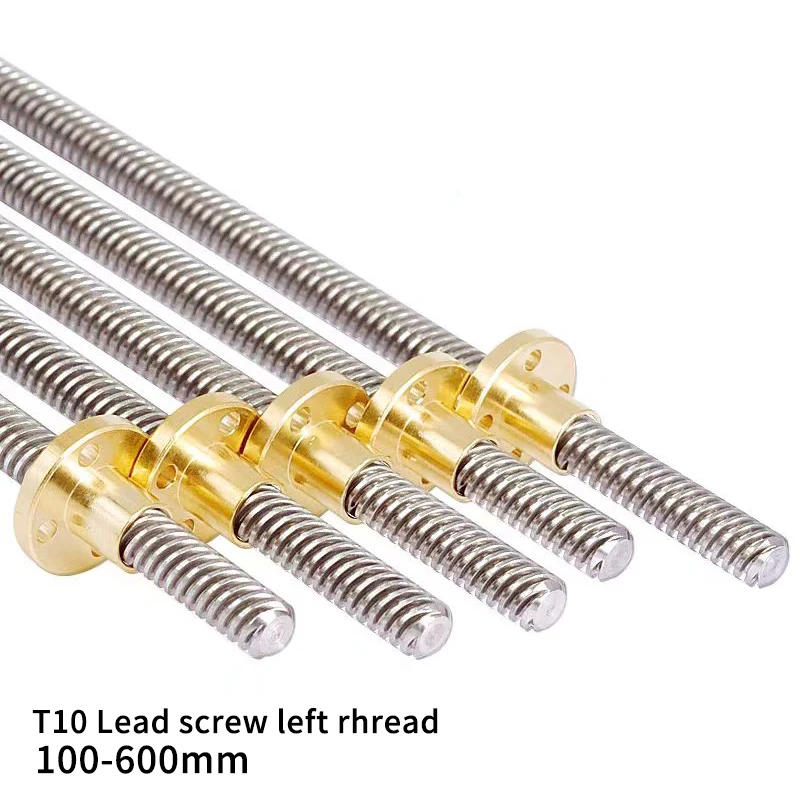 304 stainless steel T10Lead screw left rhread 100 200 300 400 500 550 600mm lead 2mm trapezoidal spindle screw and nut