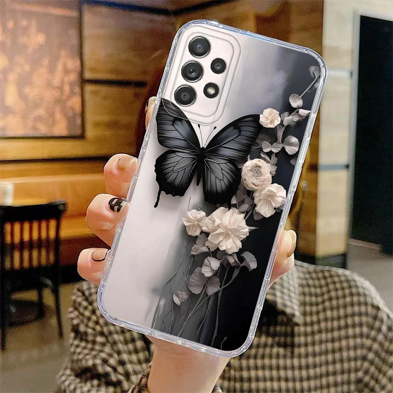 เคสโทรศัพท์ลายผีเสื้อแฟชั่นสวยงามสำหรับ Samsung Galaxy A73 A54 A34 A35 A26 A24 A25 A15 A14 A36 A13 A55 A23 A56 A33