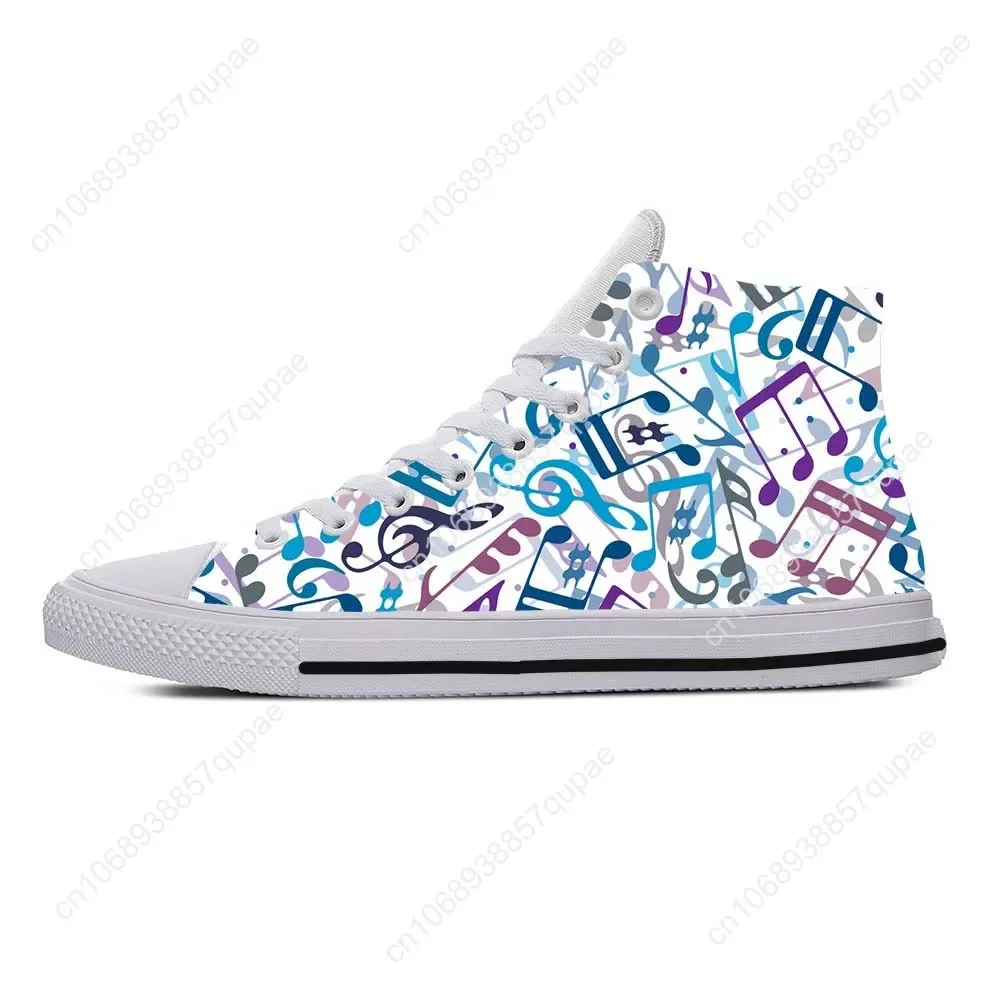 Music Musical Note Symbol Pattern Rock Fashion Casual Cloth Shoes High Top Comfortable Breathable 3D Print Men Women Sneakers - view 3