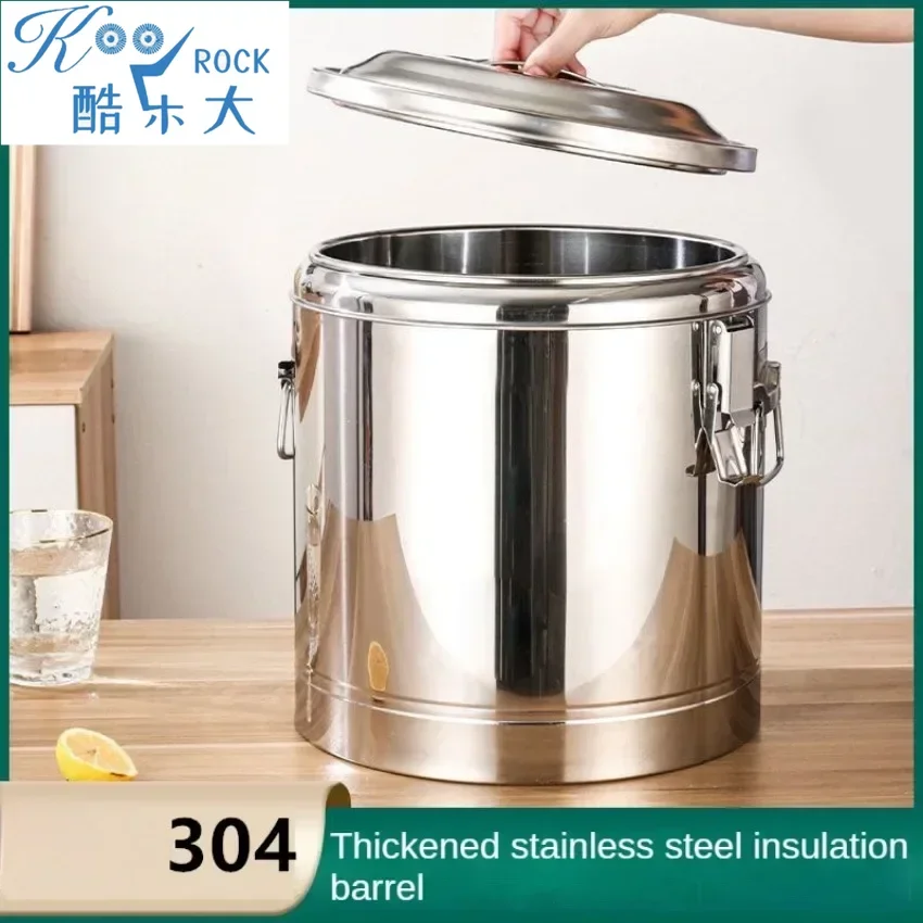 

Commercial Stainless Steel Insulated Food Container,10L-100L Double-Layer Soup & Soymilk Bucket,Big Capacity Cylindrical Barrels