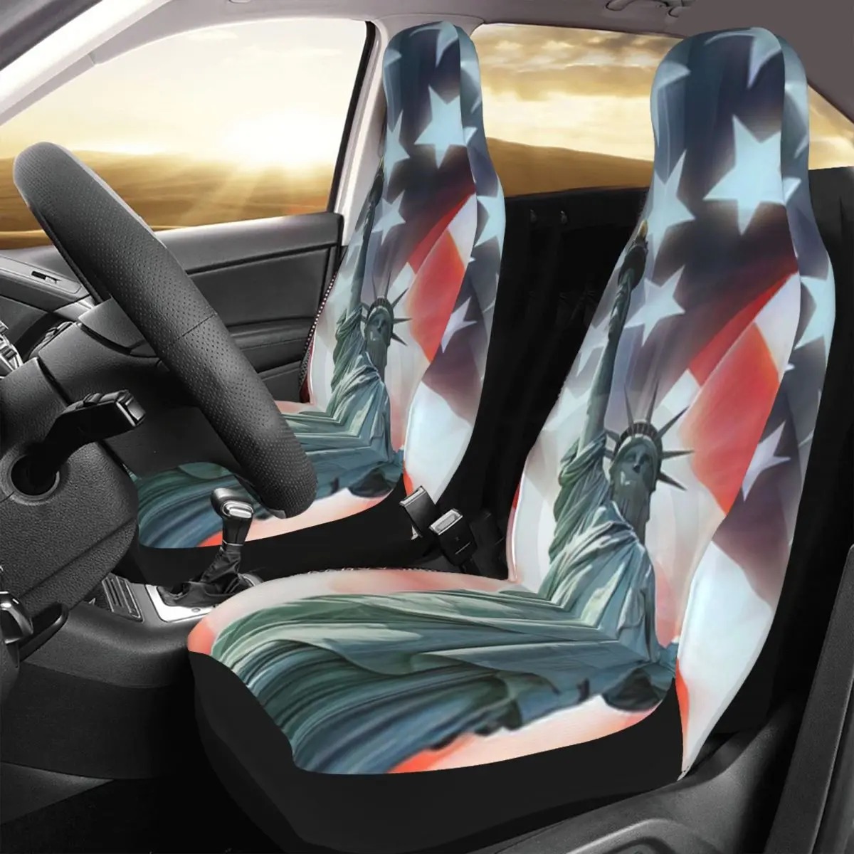 

Statue Of Liberty Car Seat Cover Custom Printing Universal Front Protector Accessories Cushion Set