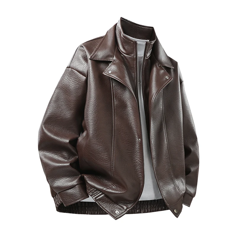 

Men's Outdoor High-quality Fashion Trend Imitation Leather Jacket Versatile for Autumn Winter Breathable and Warm Top
