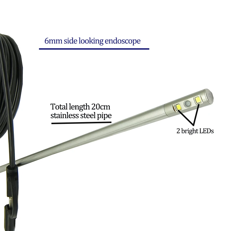 Caméra endoscópica Android TYPE-C 6MM, à prova d'água IP67, 2 LED, Endoscópio ajustável, câmera para inspeção des pipelines