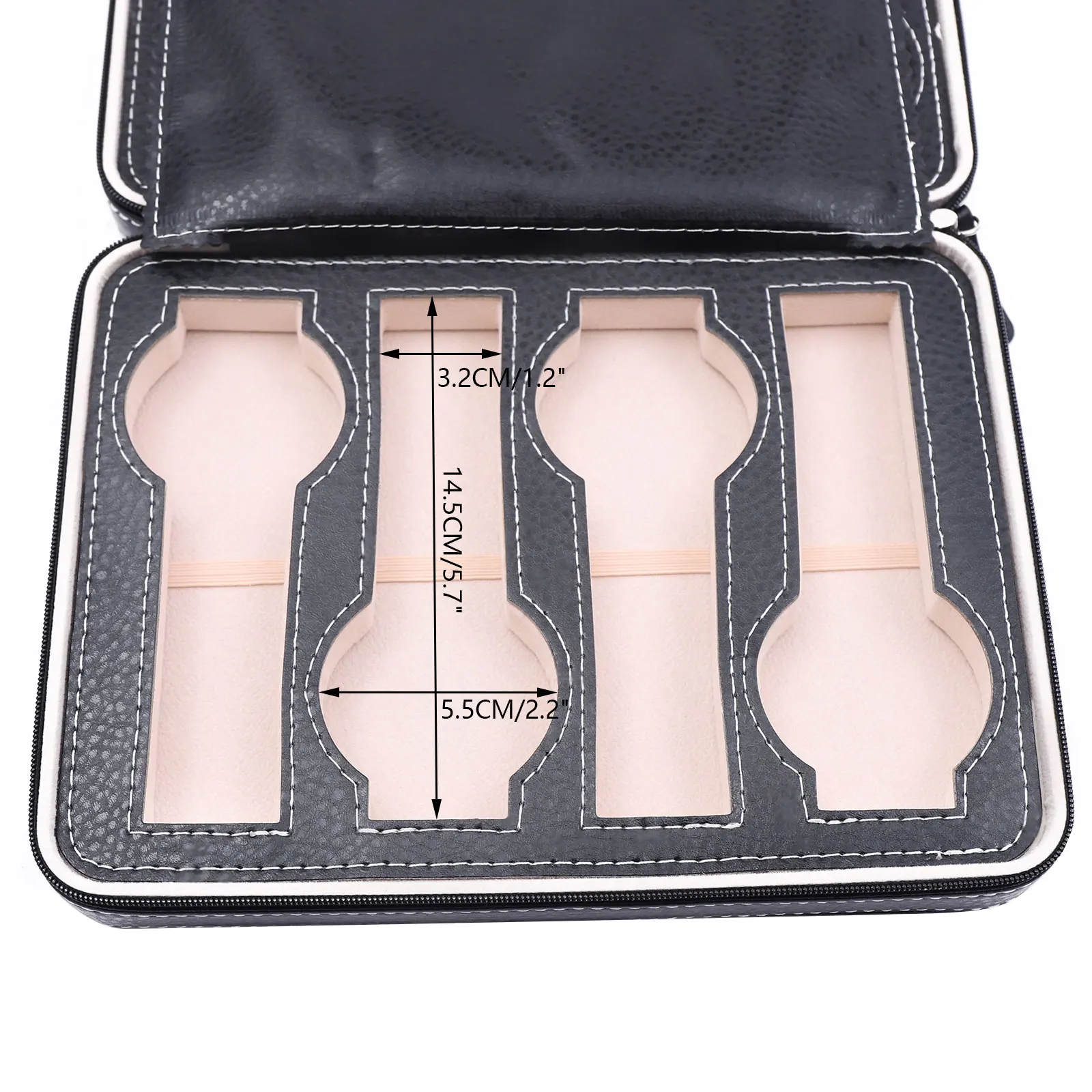 時計収納バッグ、男性と女性のための時計バッグ、個人使用のためのジッパーPU付き時計ディスプレイバッグ、または店舗ディスプレイブラック