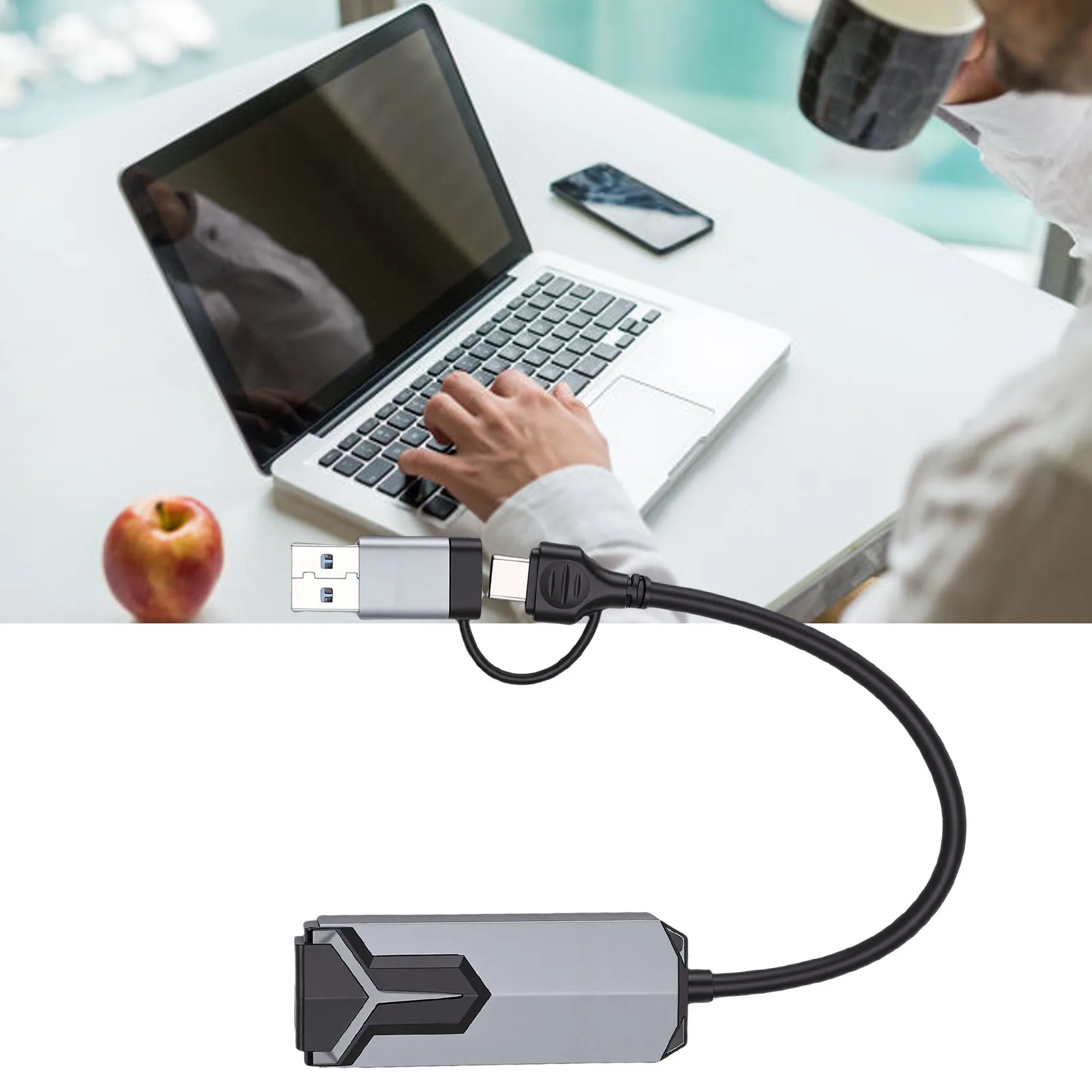 

Адаптер USB Type-C на Ethernet 2.5G (2500 Мбит/с) с разъемом RJ45 для ноутбуков и устройств USB-C, гигабитный сетевой адаптер для ноутбуков