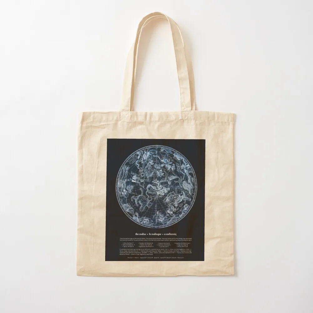 

Celestial Bodies Zodiac Wheel Astrological Chart Tote Bag sac pour femme ecological bags Canvas Tote Bag