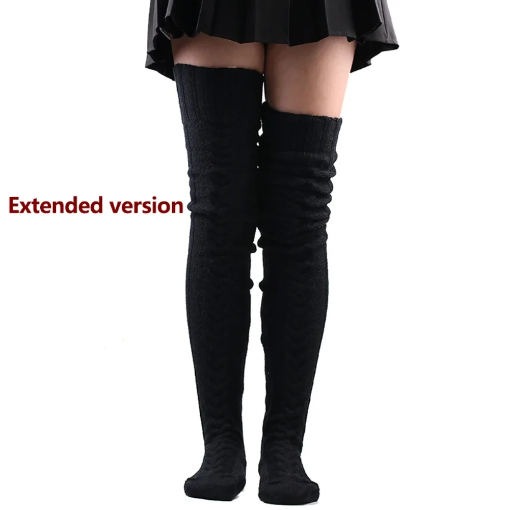 لطيف الجوارب الطويلة لوليتا جوارب السيقان محبوك الصوفية جهاز تدفئة القدمين جوارب الخريف الشتاء امرأة الركبة عالية الجوارب الترفيه الجوارب فضفاضة #3