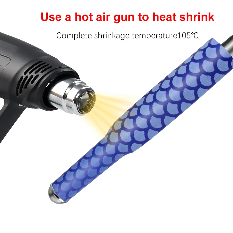 1m Blue Non slip Heat Shrink Tube for Fishing Rod DIY Anti-slip Racket Grip Waterproof  Sleeve15 18 20 22 25 28 30 35 40 45 50mm