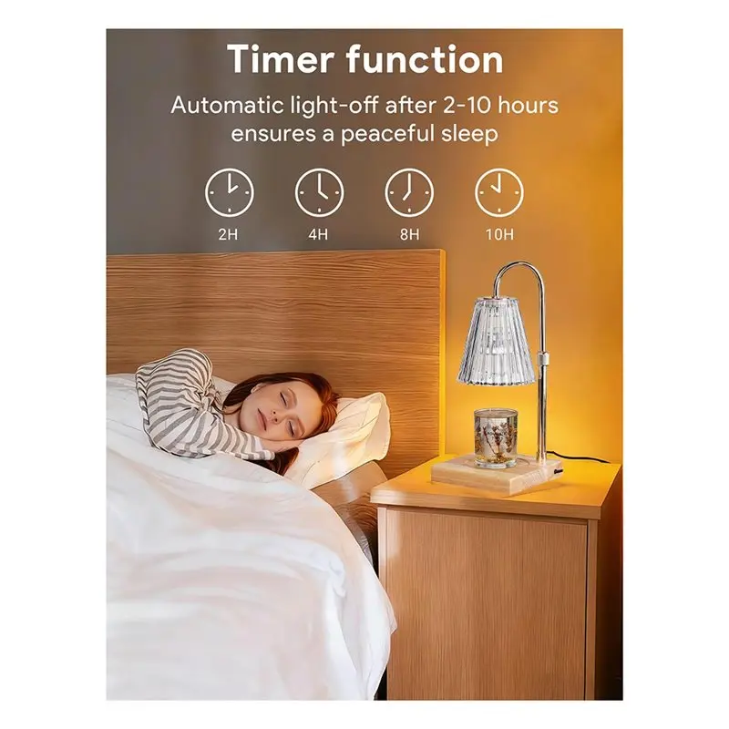 BMBY-Wax Lampu Penghangat Lilin dengan Timer & Tinggi yang Dapat Disesuaikan untuk Dekorasi Rumah, Lampu Hangat yang Dapat Diredupkan Hadiah Ulang Tahun (Colokan AS)