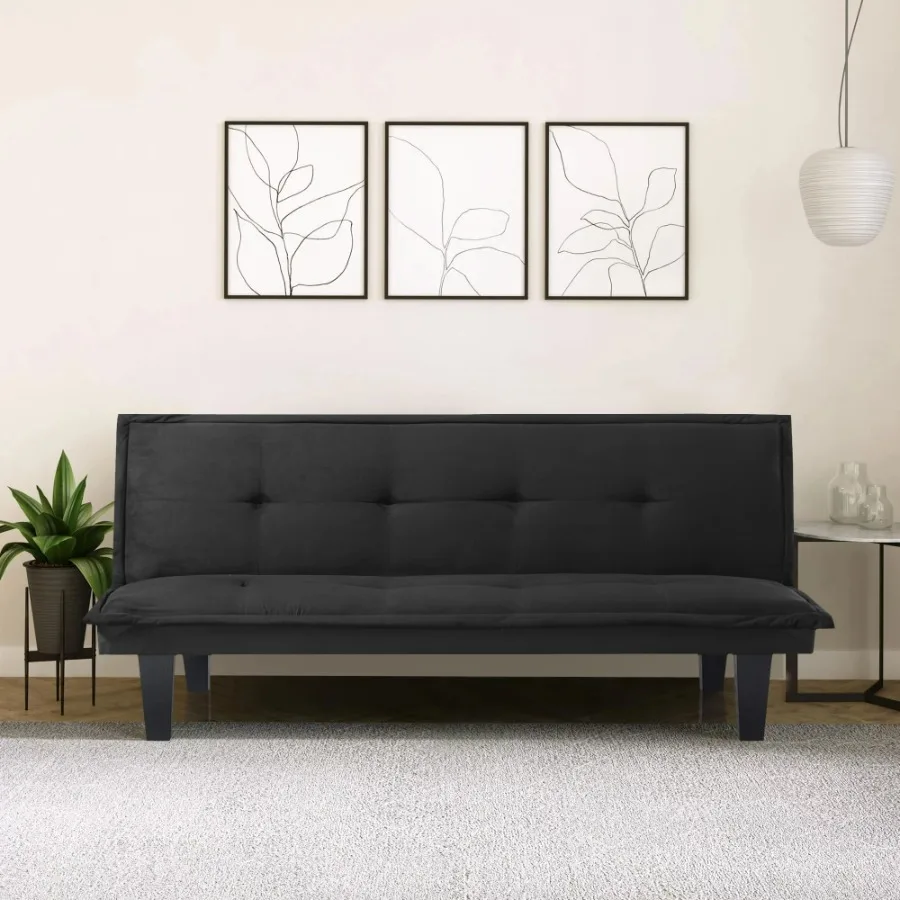 

Modern Faux Suede Convertible Futon Sofa Bed,Upholstered Futon Couch 3 Adjustable Backrest Angles Suitable Apartment,Living Room