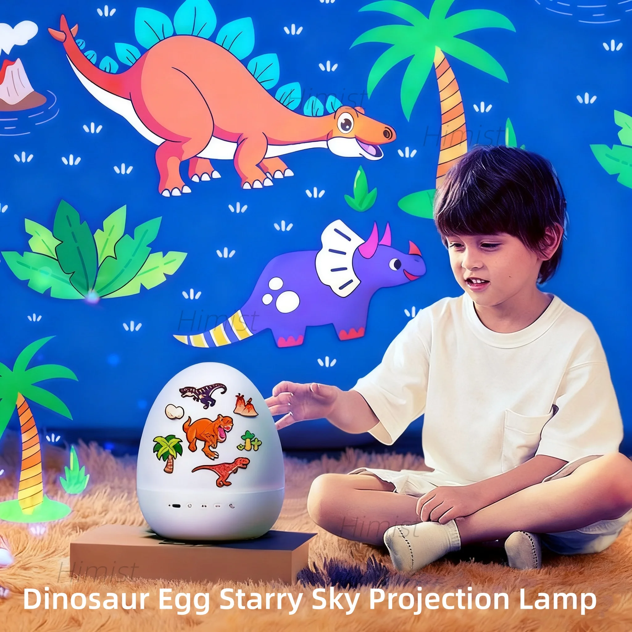 

Rotate Projection Mood Night Light with Music Box Dinosaur Egg 21 Films USB Projector Nightlight for Kids Xmas Gifts