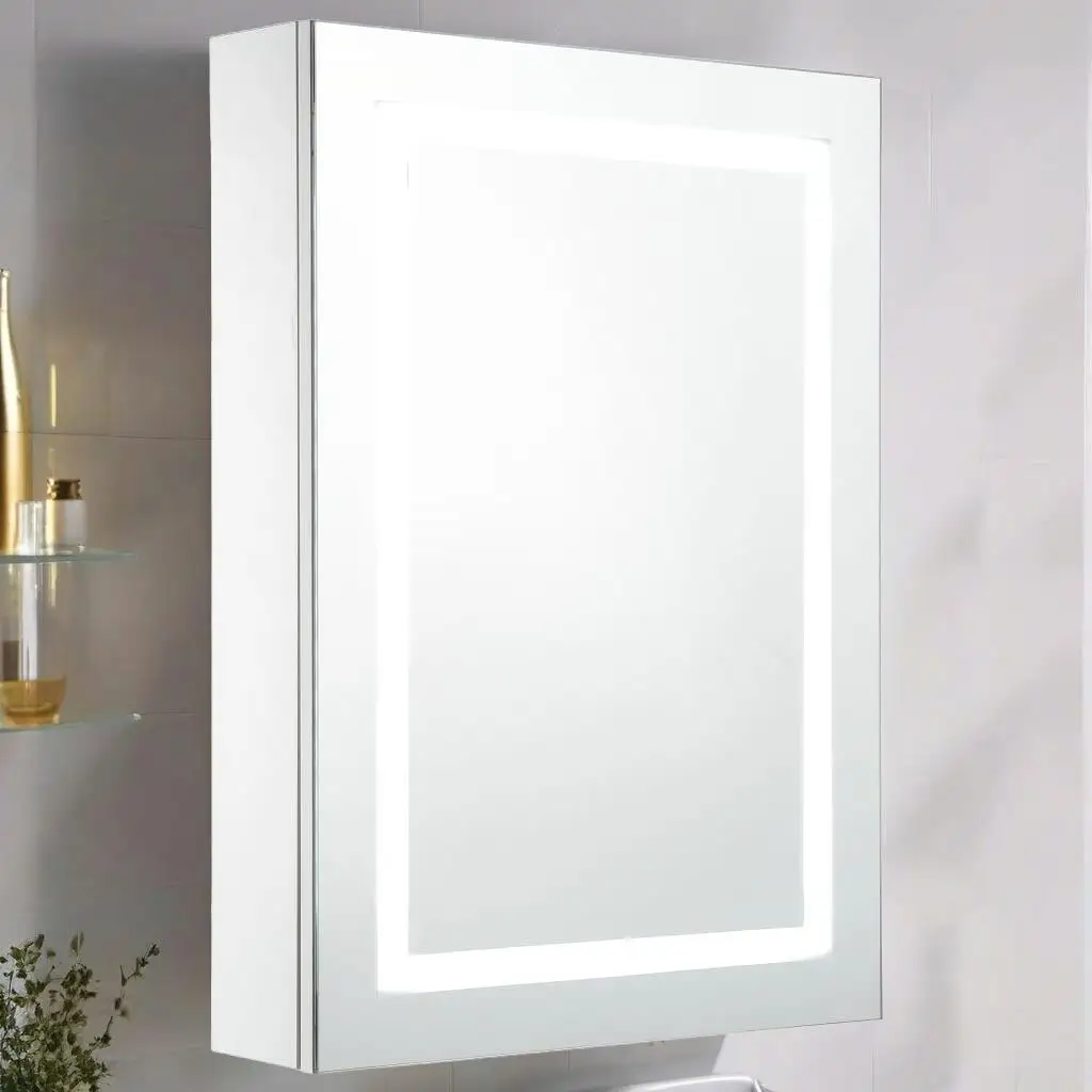 19.7x5.1x27.6 Bathroom Mirror Cabinet - Modern Storage & Lighting Solution