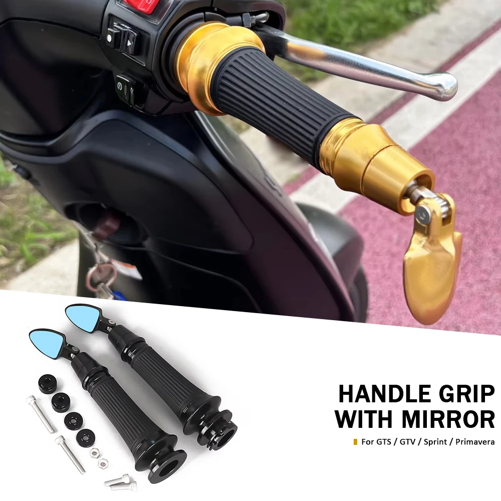 Espejos Retrovisores Laterales Mini CNC para Motocicleta GTS Super GTV, Accesorios para Manillar, para Vespa Sprint Primavera