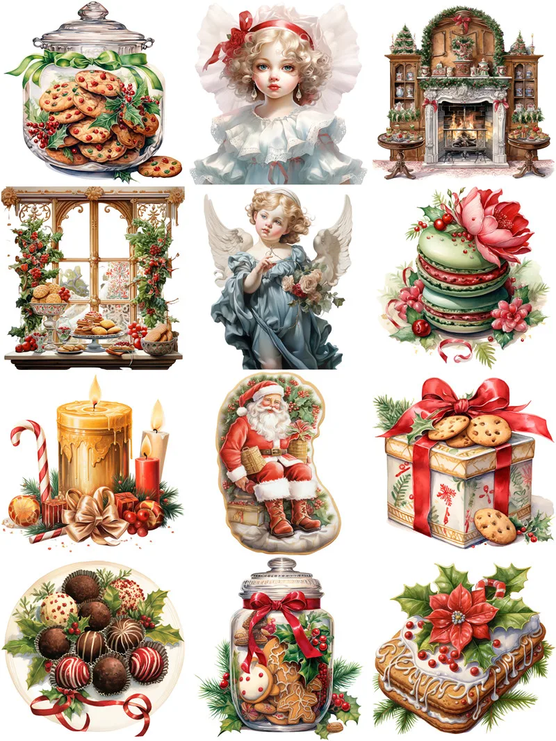 Vintage Christmas Stickers Crafts And Scrapbooking stickers kids toys book Decorative sticker DIY Stationery