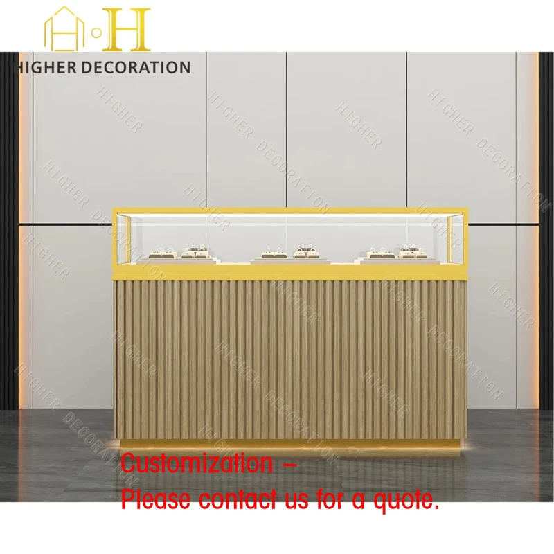 custom.Rustic Smoke Premium Solid Wood Showcase and Chic Shop Window Display Including LED Illuminated Showcases