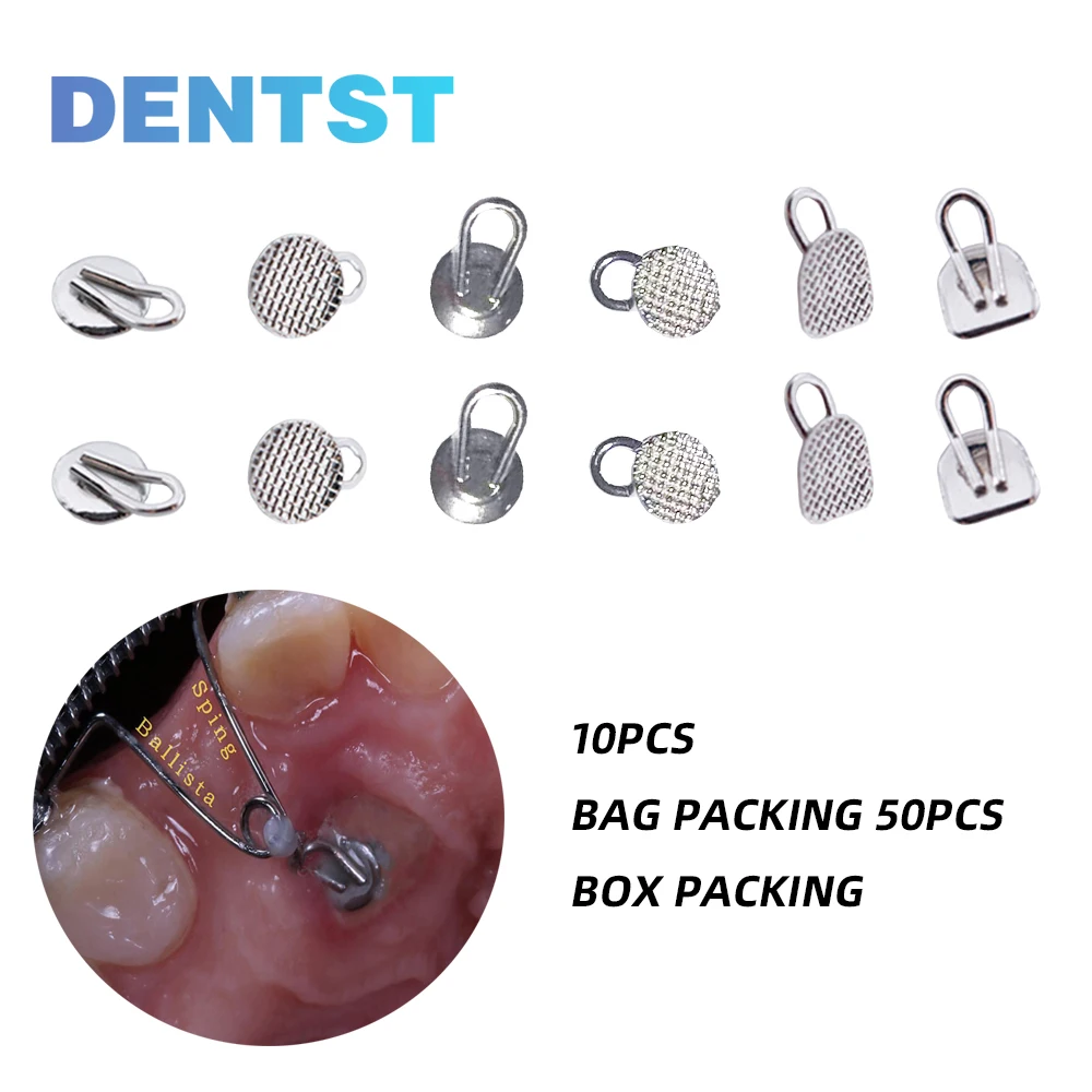 10 unids/bolsa botones de gancho de tracción Dental ortodoncia punto Lingual redondo Rect Metal para soportes tratamiento de ortodoncia