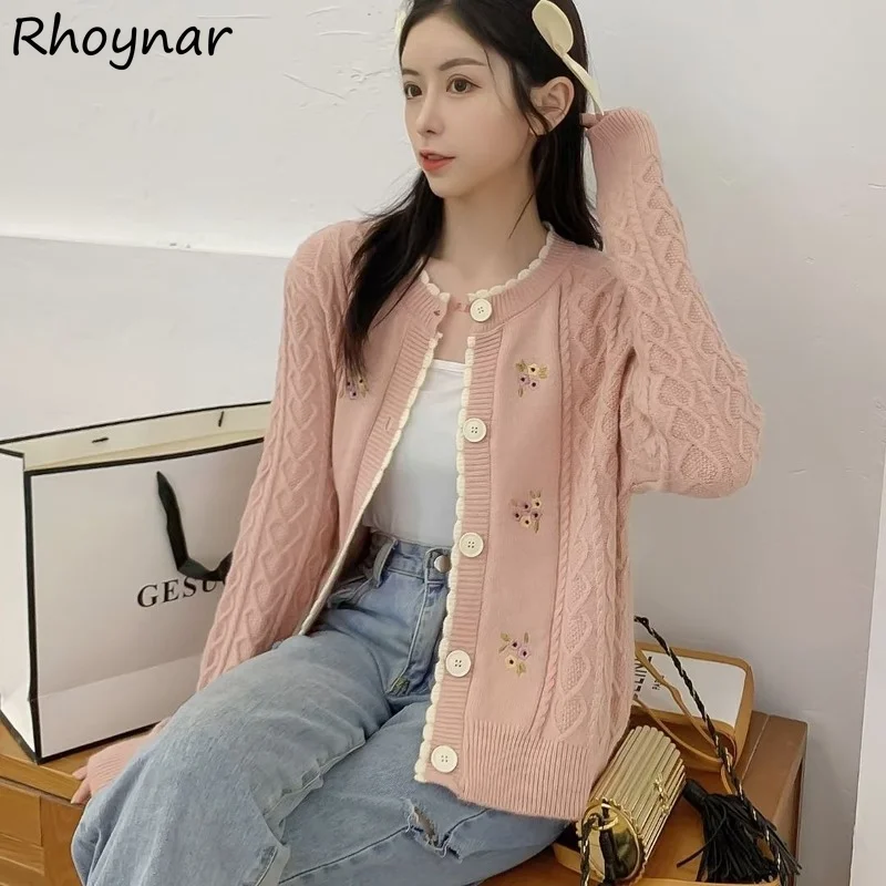 

Свитера женские с круглым вырезом с длинным рукавом свободного кроя для отдыха универсальные осенние повседневные мягкие милые студенческие кардиганы в корейском стиле