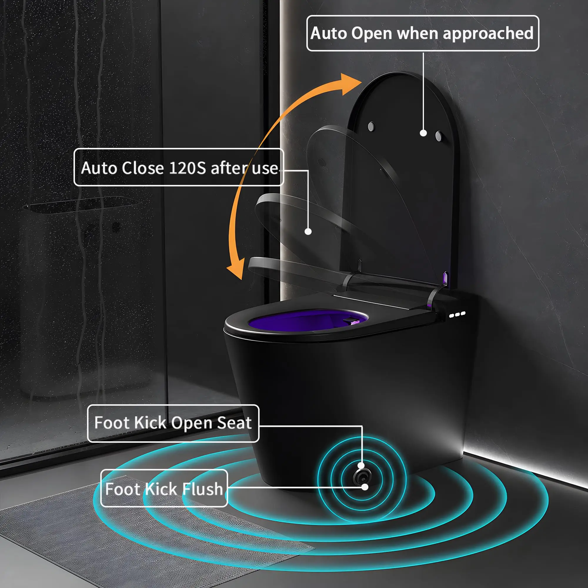Smart Toilet with Bidet Built-in, 1000g MaP Flush, 1.28 GPF, Heated Seat, Instant Warm Water, Warm Air Dryer, Comfort