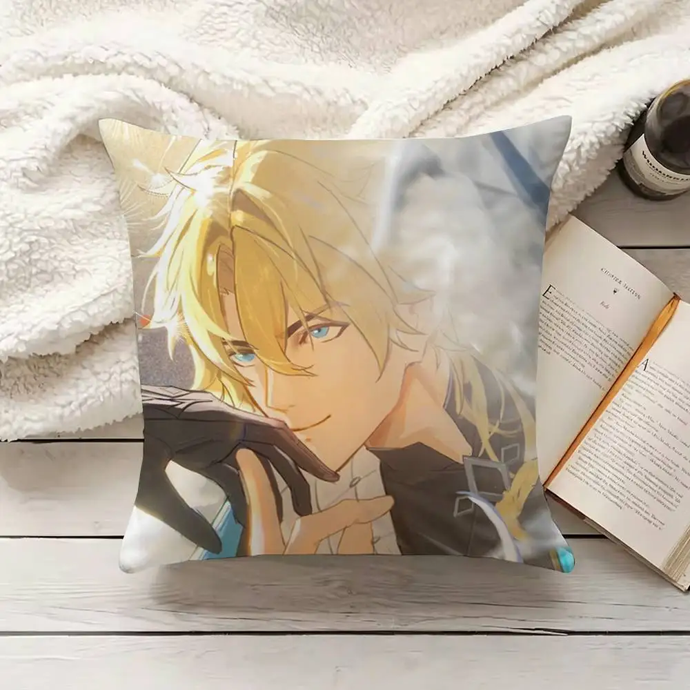 V-Varka G-Genshin Pillow Case Living Room Sofa Cushion Cover Suitable For Home Bedroom Room Decoration