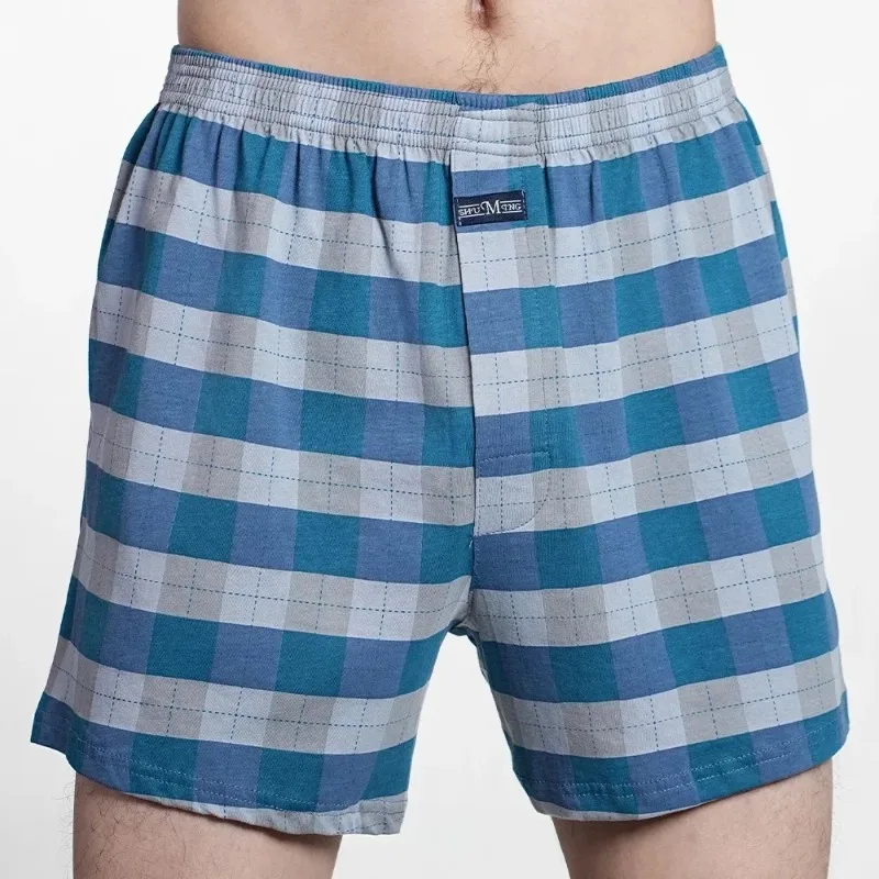 

2025 New Men's Shorts Underwear High Waist Casual Plaid Short Aro Pants Man M-3XL