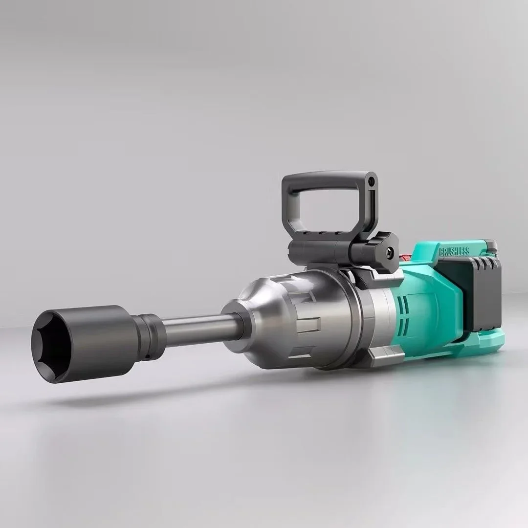 مفتاح عزم دوران كبير جديد ثقيل مقاس 1 بوصة بدون فرش، مفتاح ربط كهربائي لاسلكي مع حزمة بطارية مزدوجة،