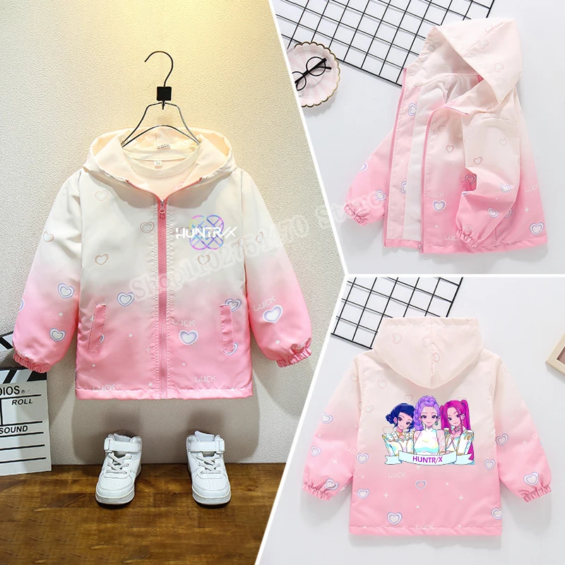 

KPop Demon Hunters Child Cardigan Jacket Cartoon RUMI MIRA ZOEY Print Outerwear Girls Kawaii Casual Clothing Kids Birthday Gifts