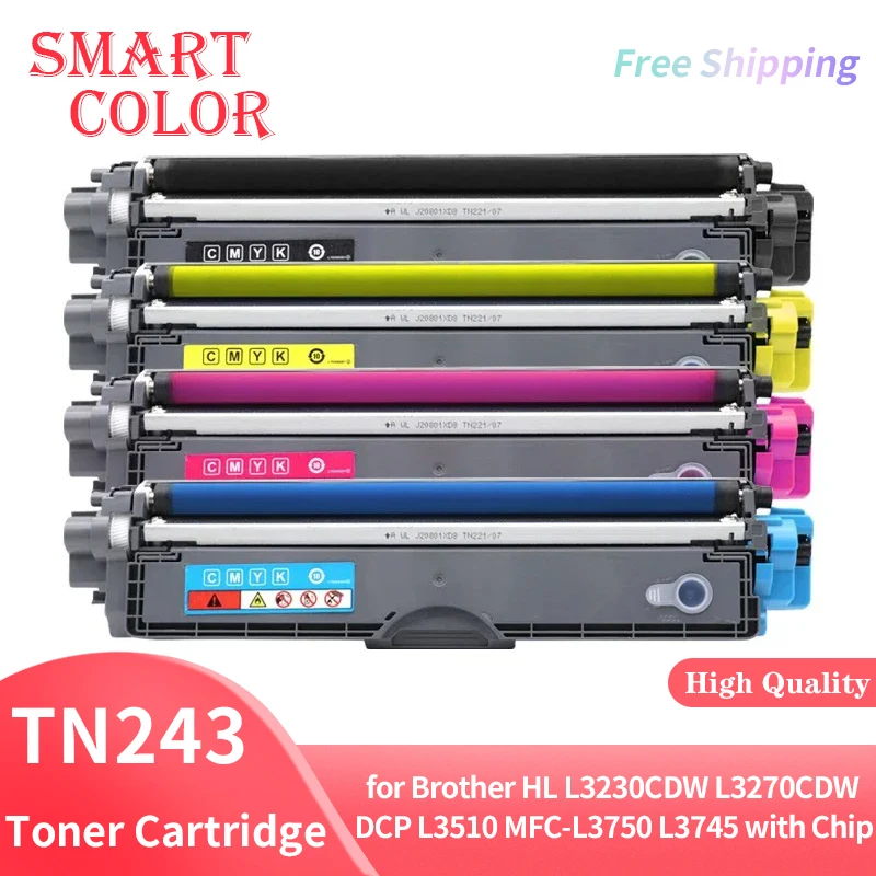 4Color TN243 TN253 TN223 TN233 Toner Cartridge Compatible for Brother HL L3230CDW L3270CDW DCP L3510 MFC-L3750 L3745 with Chip