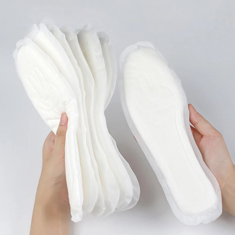10 Paar Einweg-Baumwoll-Einlegesohlen, Schweißabsorption, atmungsaktiv, Wolkengefühl, eigenartige Geruchsreduzierung, Einweg-Einlegesohle