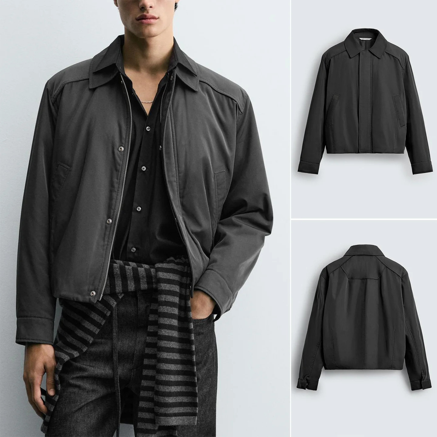 

Осень-зима, новая мужская хлопковая куртка Jaet Long Sve с квадратным воротником, украшенная верхняя одежда, повседневная застежка-молния