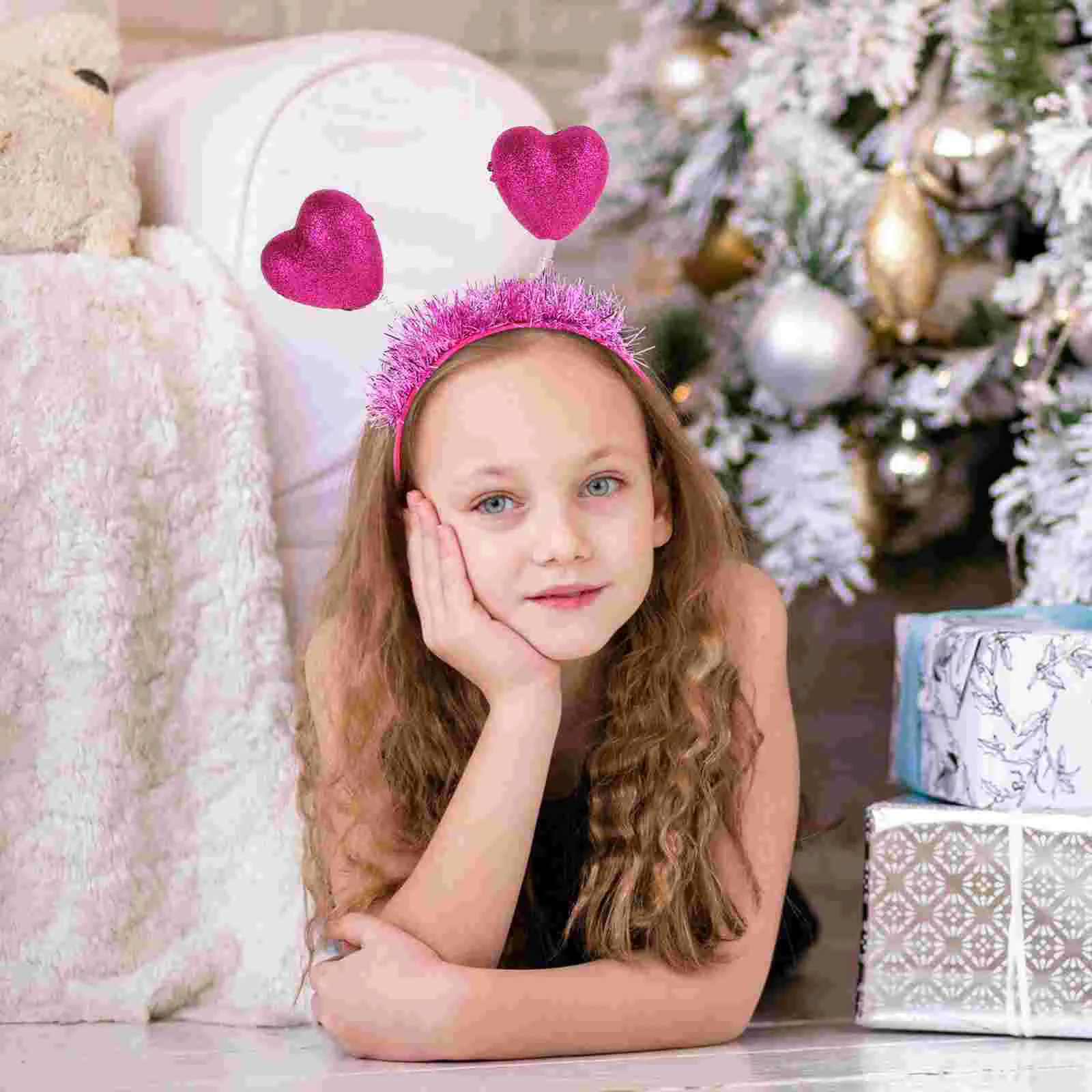 Aros para el pelo con forma de corazón para el Día de San Valentín, diademas románticas de amor rojo para mujer, accesorios para fotos de fiesta, accesorios ligeros para Cosplay, 2 uds.