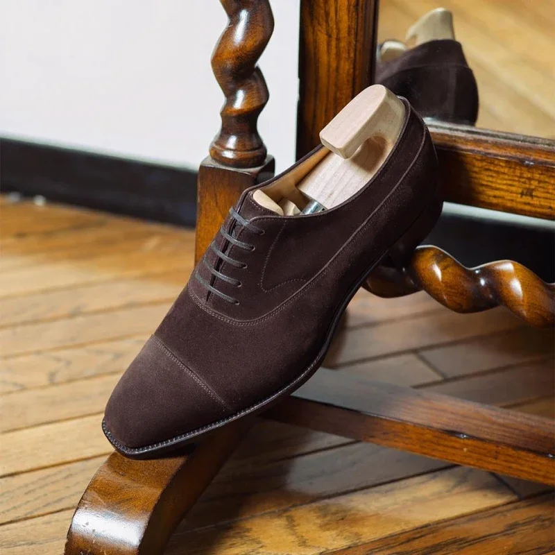 New Coffee Flock Men Shoes Breathable Lace-up Derby Shoes for Men with  Chaussures Pour Hommes Men Shoes