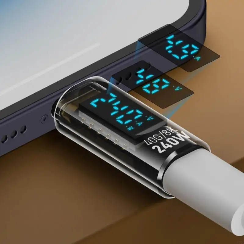 55KC Advanced USB C Quickly Adapter With LED Power Display, 240W Fast Charging and Data Transfer Type C Adapter